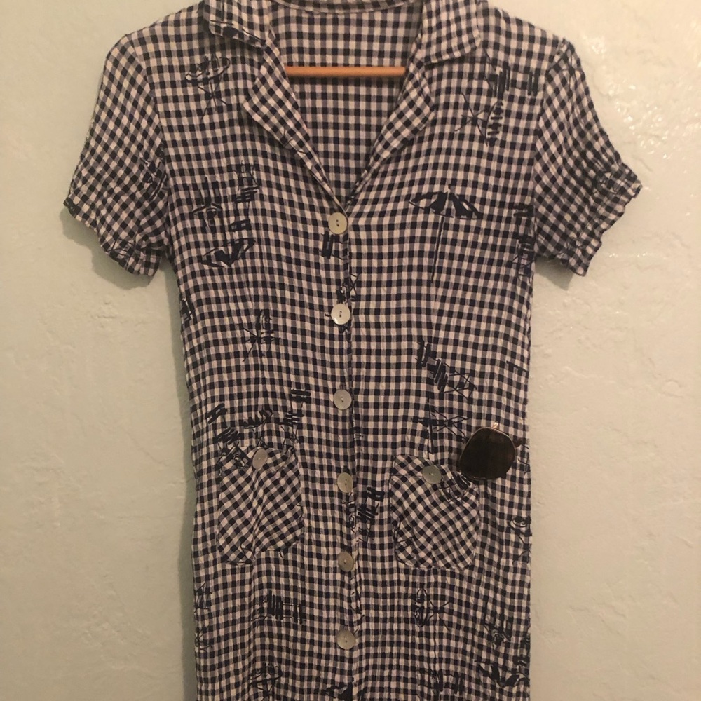 Darling 1960s 60s Gingham Vintage Picnic Dress with Retro French Cafe Vibe